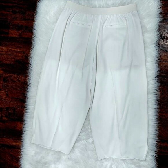 Elie Tahari White Artsey Lagenlook Elastic Waistband Culottes Capri Pants Size 6 - Picture 5 of 16